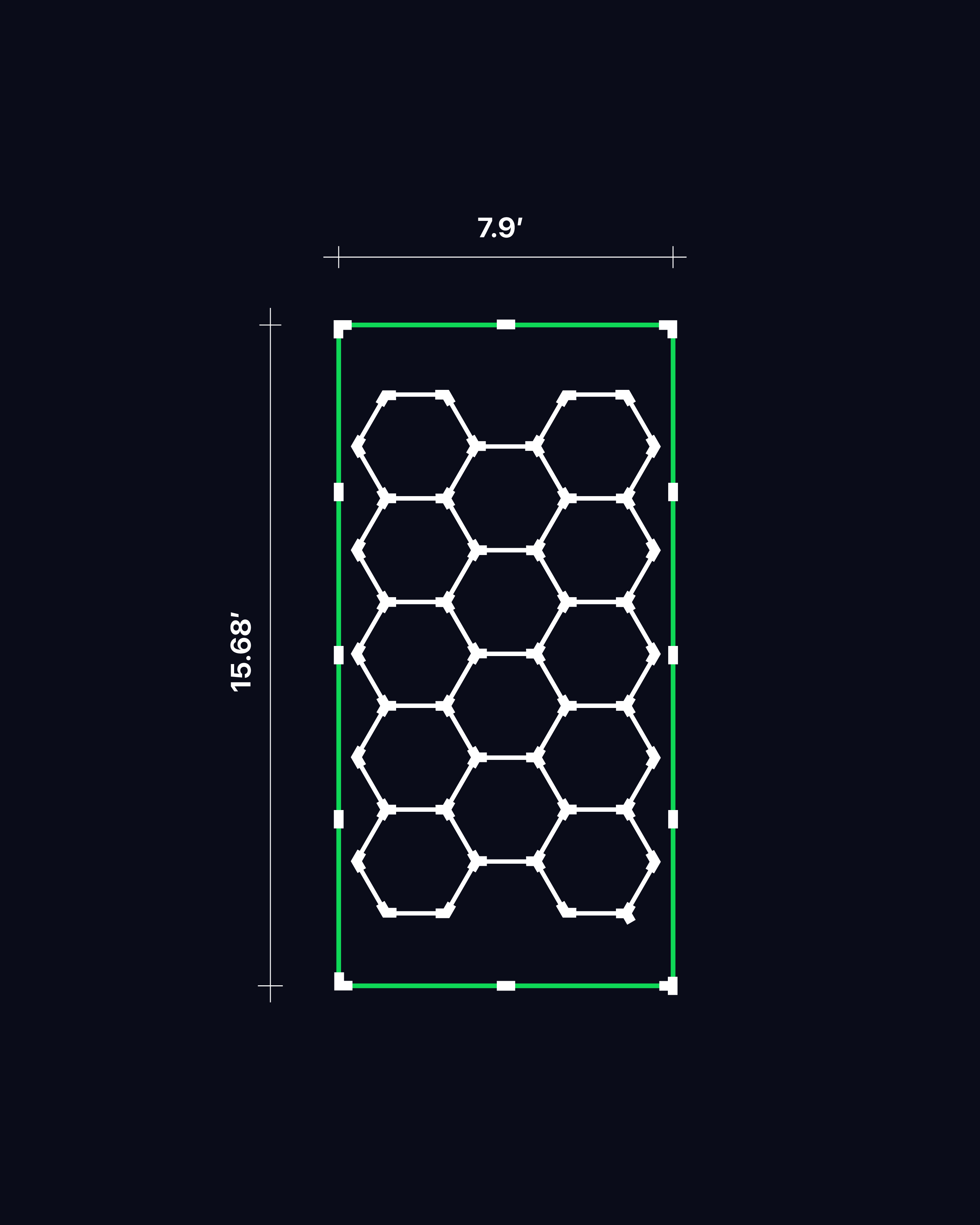 14 Hex with Green Border Set